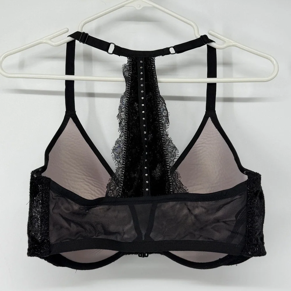 Victoria's Secret Very Sexy‎ Lightly Lined Plunge Front Close Bra Black 34DDD